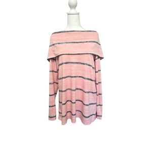 A.n.a womens pink and gray off the shoulder tunic sweater size large